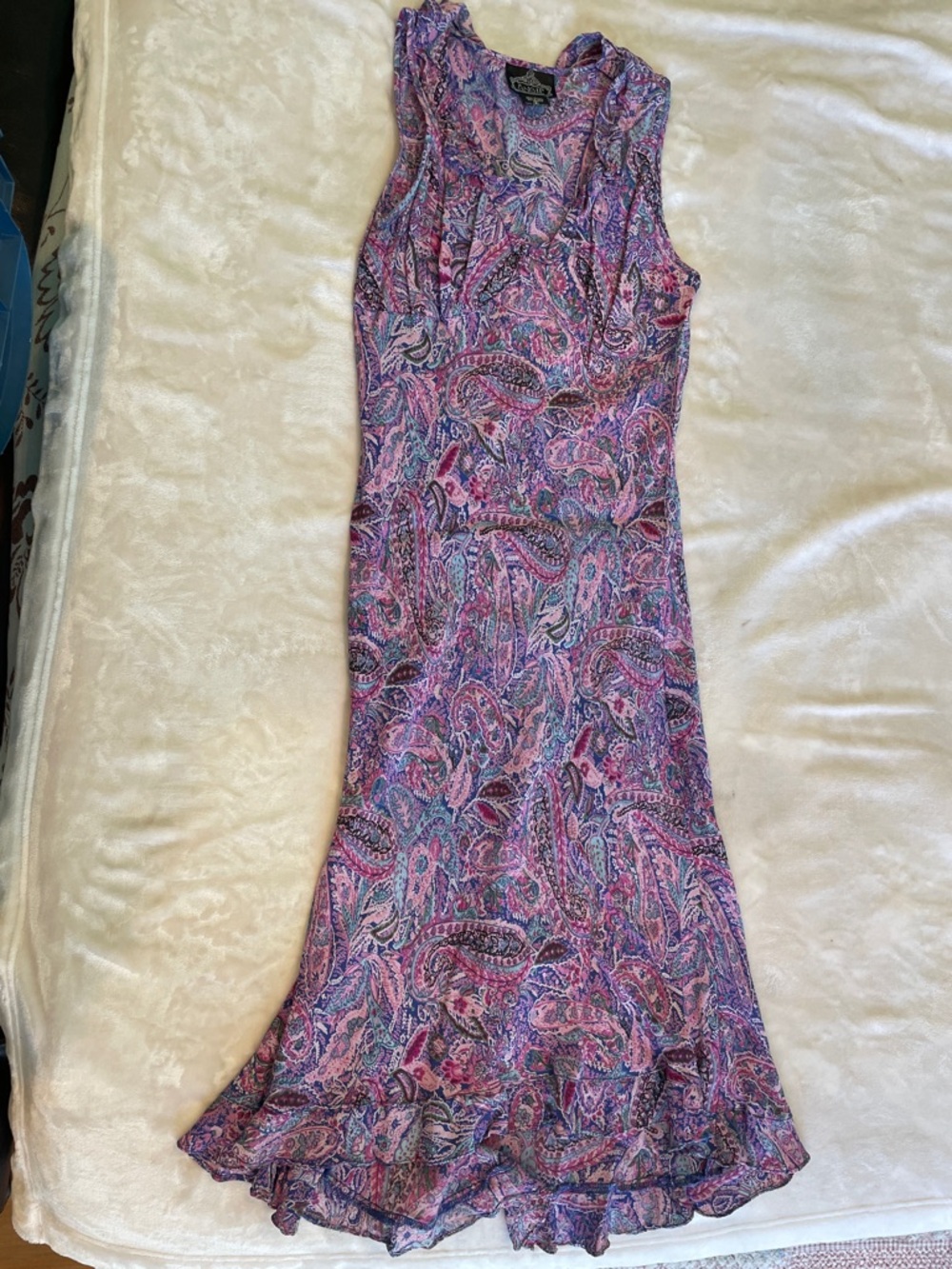 Angie Purple and Pink Paisley Midi Dress